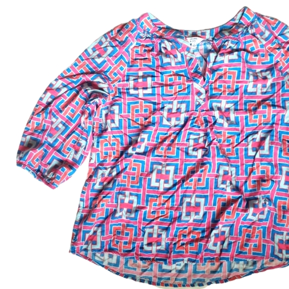Crown & Ivy Pink Blue Print Blouse - Picture 2 of 9